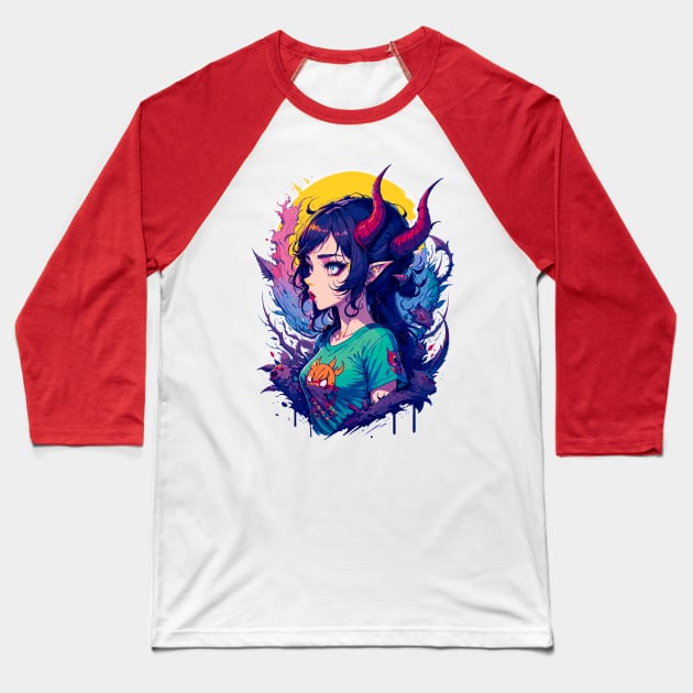 Hell Girl Baseball T-Shirt by BYVIKTOR